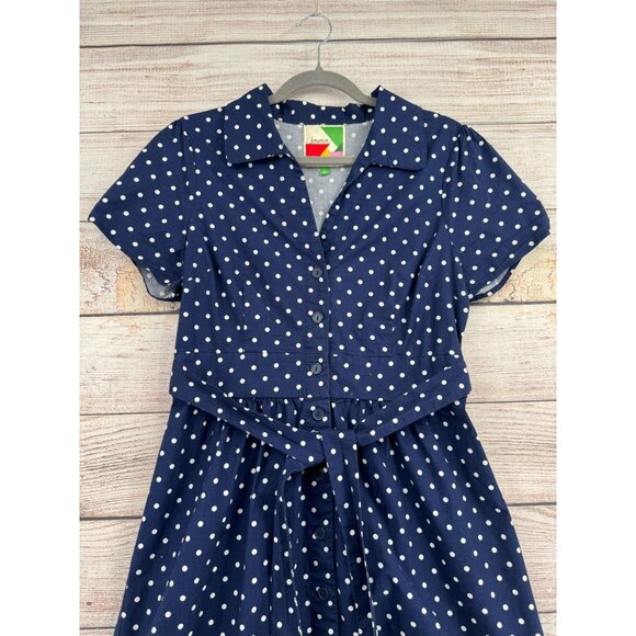 Modcloth Dark Blue Polka Dot Mini Dress - Picture 3 of 9